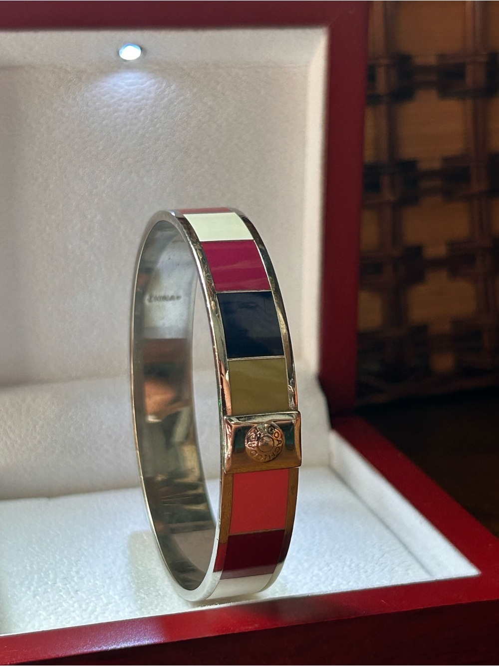 COACH 65th ANNIVERSARY Signature Striped Enamel Bangle Bracelet -EUC-